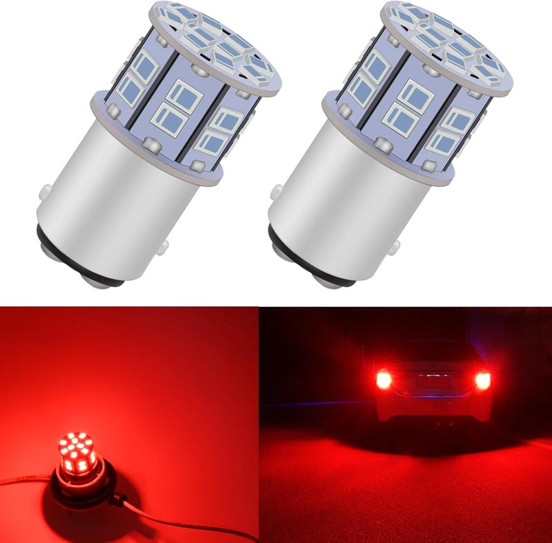 LEDYOTRY 1157 2357 LED Brake Tail Light Bulb, 12V-24V Super Bright Low Power 2057 7528 BAY15D p21/5w LED Bulbs Replacement for Stop Tail Brake Lights, Brilliant Red, Pack of 2 - Image 1